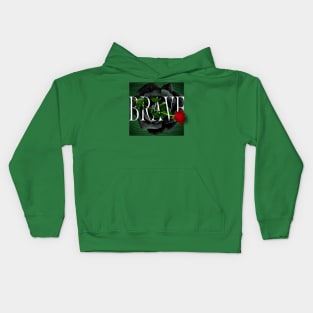 Green Black Aesthetic Brave Rose Kids Hoodie